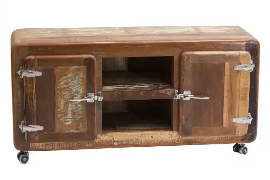 Reclaimed Ice Box T.V. Cabinet with 2 Doors on Rollers - popular handicrafts